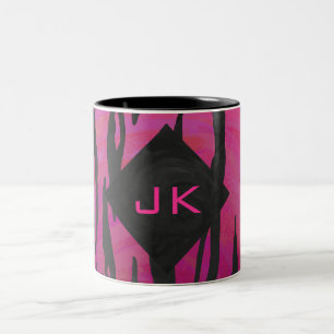 Tasse 2 Couleurs Motif d'impression monogramme rose et noir