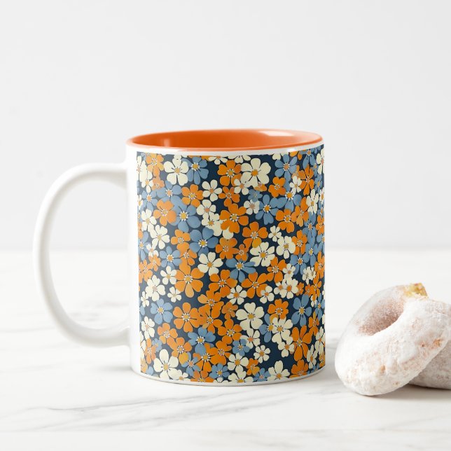 Tasse 2 Couleurs Motif Ditsy Flowers (Avec donut)
