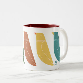 Tasse 2 Couleurs motif d'oiseau moderne rétro