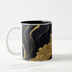 Tasse 2 Couleurs Motif en marbre bleu avec or