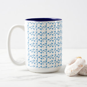 Tasse 2 Couleurs Motif floral bleu moderne