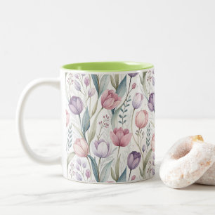 Tasse 2 Couleurs Motif floral de tulipe scandinave