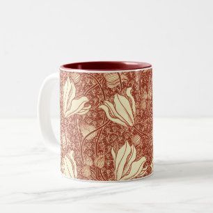 Tasse 2 Couleurs Motif floral Red Lily de style William Morris