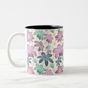 Tasse 2 Couleurs Motif floral rose aquarelle doux Papier peint