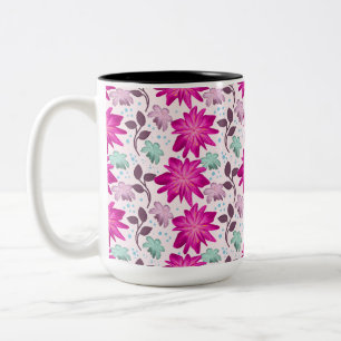 Tasse 2 Couleurs Motif floral rose vibrant Fleurs modernes audaci