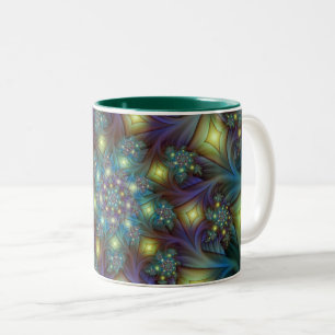 Tasse 2 Couleurs Motif fractal bleu moderne éclairé