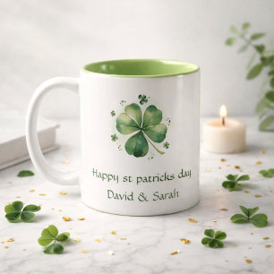 Tasse 2 Couleurs Motif géant de la Saint-Patrick aquarelle