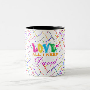 Tasse 2 Couleurs Motif géométrique abstrait coloré avec amour