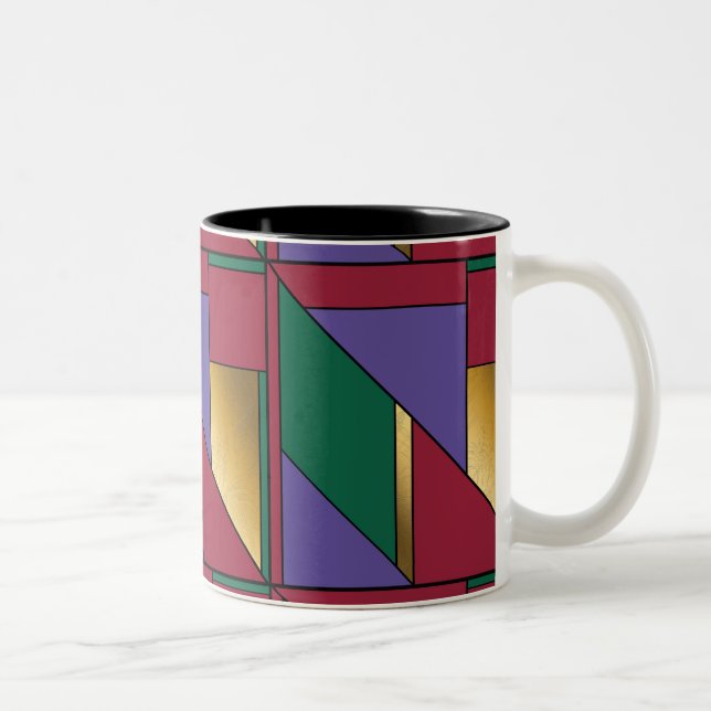 Tasse 2 Couleurs Motif géométrique Gold violet vert rouge (Droit)