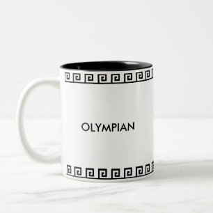Tasse 2 Couleurs Motif géométrique grec olympien noir et blanc