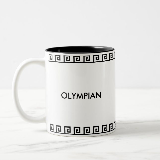 Tasse 2 Couleurs Motif géométrique grec olympique noir et blanc (Gauche)