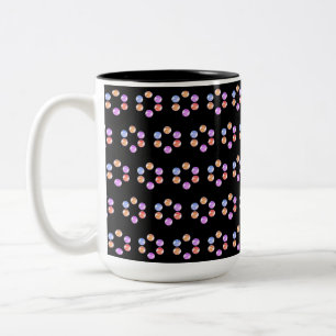 Tasse 2 Couleurs Motif géométrique Hexagon multicolore sur noir