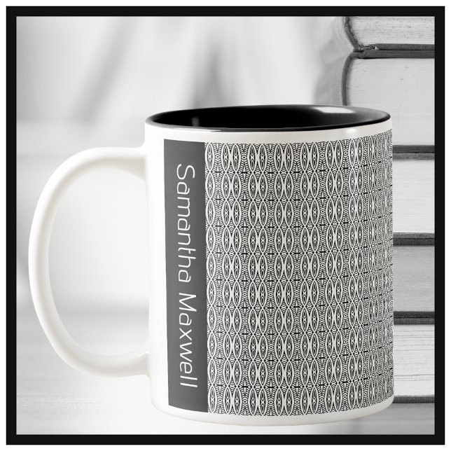 Tasse 2 Couleurs Motif géométrique personnalisé noir et blanc (Créateur téléchargé)