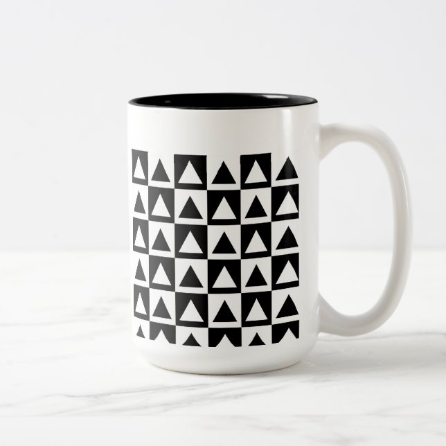 Tasse 2 Couleurs Motif géométrique triangle noir et blanc (Droit)
