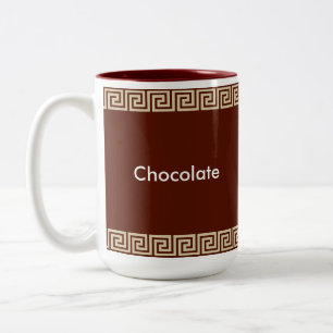 Tasse 2 Couleurs Motif grec beige sur fond brun rougeâtre