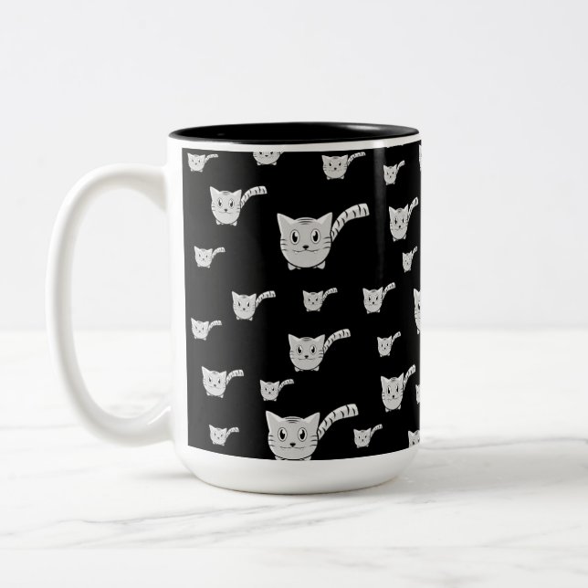 Tasse 2 Couleurs Motif Kitty noir et blanc (Gauche)