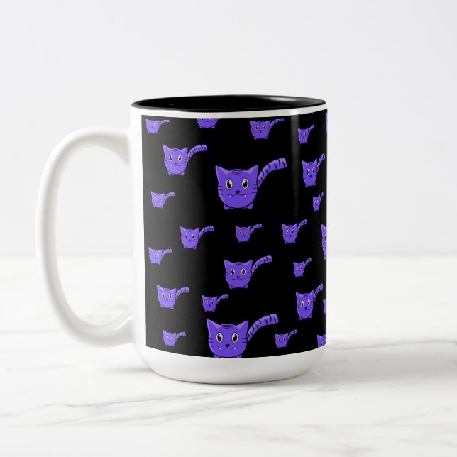 Tasse 2 Couleurs Motif Kitty noir et pourpre (Gauche)