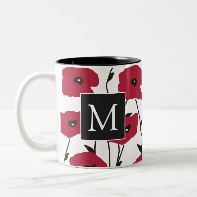 Tasse 2 Couleurs Motif moderne Monogram Poppies (Gauche)