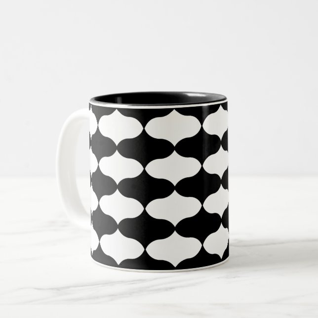 Tasse 2 Couleurs Motif noir et blanc (Devant gauche)