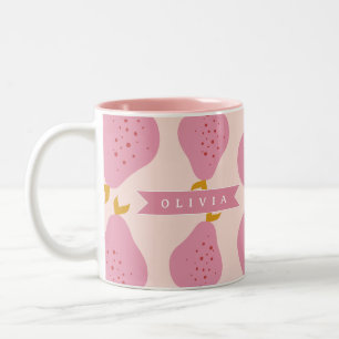 Tasse 2 Couleurs Motif personnalisé de poire rose joli fruit fémini