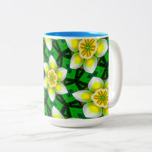 Tasse 2 Couleurs Motif Plumeria Jaune