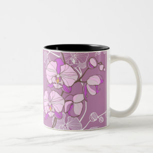 Tasse 2 Couleurs Motif pourpre d'orchidée