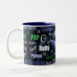 Tasse 2 Couleurs Motif programmeur bleu