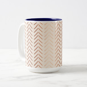 Tasse 2 Couleurs Motif rose de Chevron d'or sur la crème