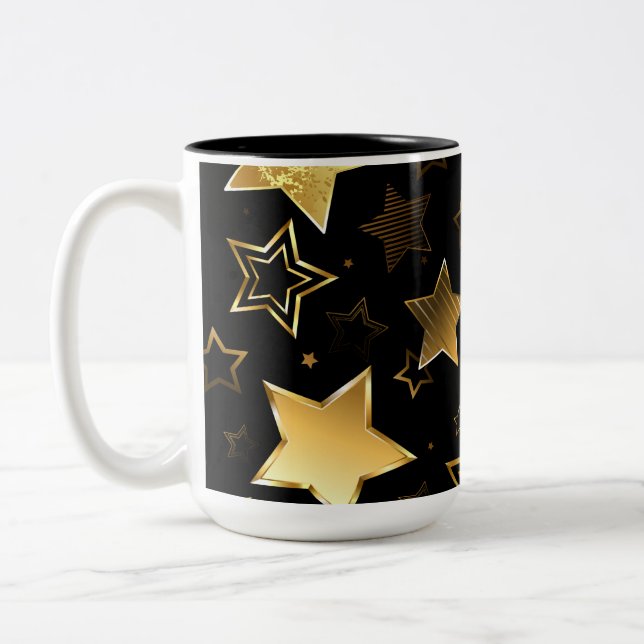 Tasse 2 Couleurs Motif sans couture avec étoiles d'or (Gauche)