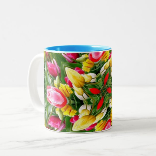 Tasse 2 Couleurs Motif tulipe mignon (Devant gauche)