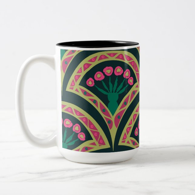 Tasse 2 Couleurs motif vert en forme de coque (Gauche)