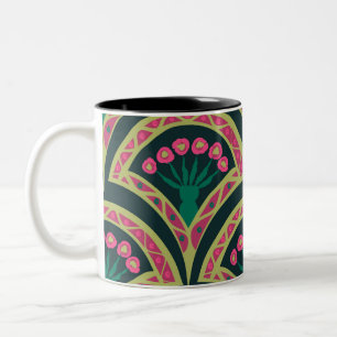 Tasse 2 Couleurs motif vert en forme de coque