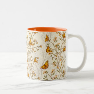 Tasse 2 Couleurs Motif vintage floral avec des papillons