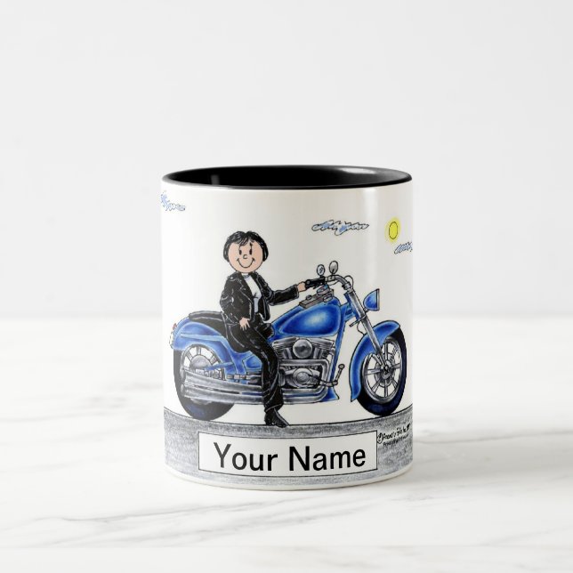 Tasse 2 Couleurs Moto - Dessin féminin (Centre)