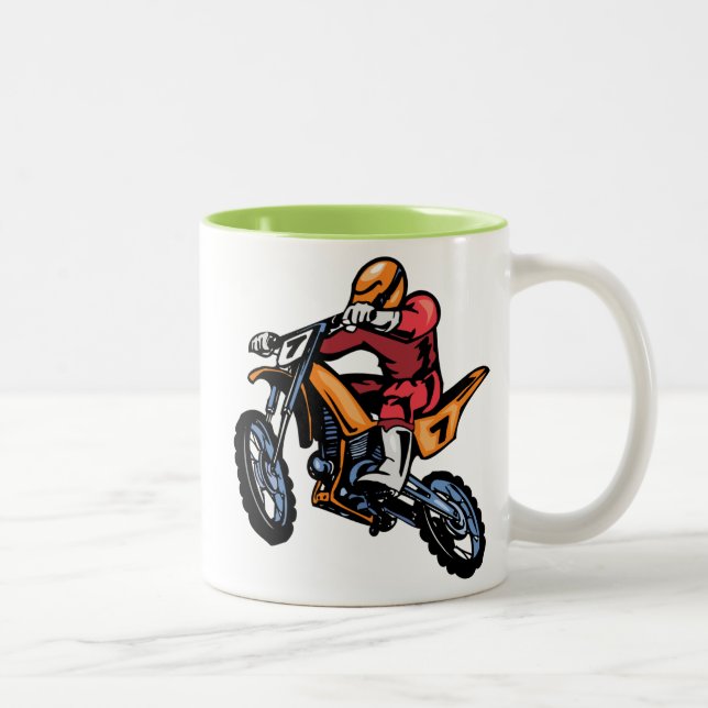Tasse 2 Couleurs Motocross vert au néon (Droit)
