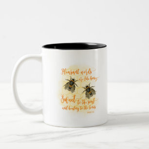 Tasse 2 Couleurs Mots agréables abeille Citation de la Bible