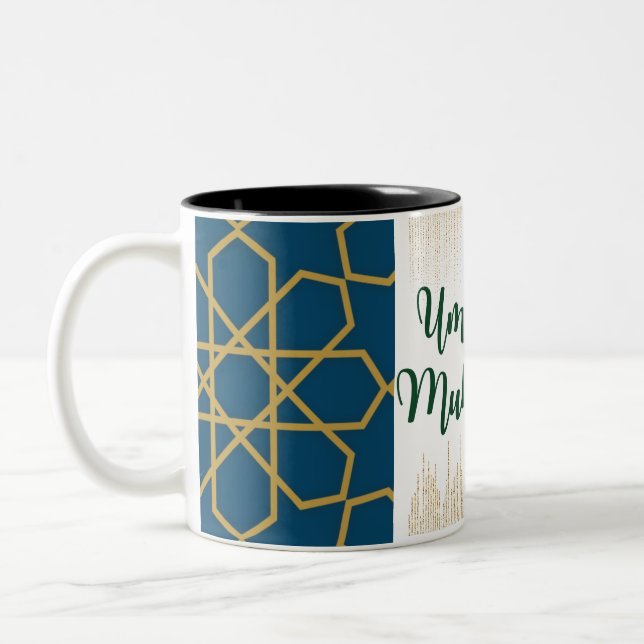 Tasse 2 Couleurs Moubarak bleu et doré et vert (Gauche)