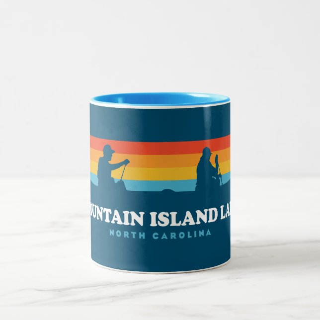 Tasse 2 Couleurs Mountain Island Lake North Carolina Canoe (Centre)