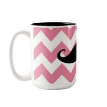 Moustache noire drôle et motif rose de Chevron