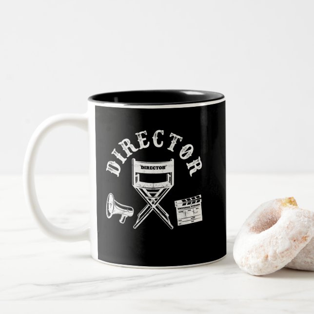 Tasse 2 Couleurs Movie Director Filmmaker Director Chair (Avec donut)