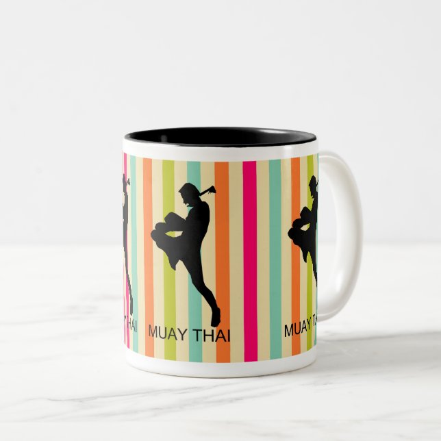 Tasse 2 Couleurs Muay Thai Kickboxing : Arts Martiaux Thaïlande (Devant droit)