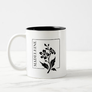 Tasse 2 Couleurs Mugue à silhouette florale noire et blanche person