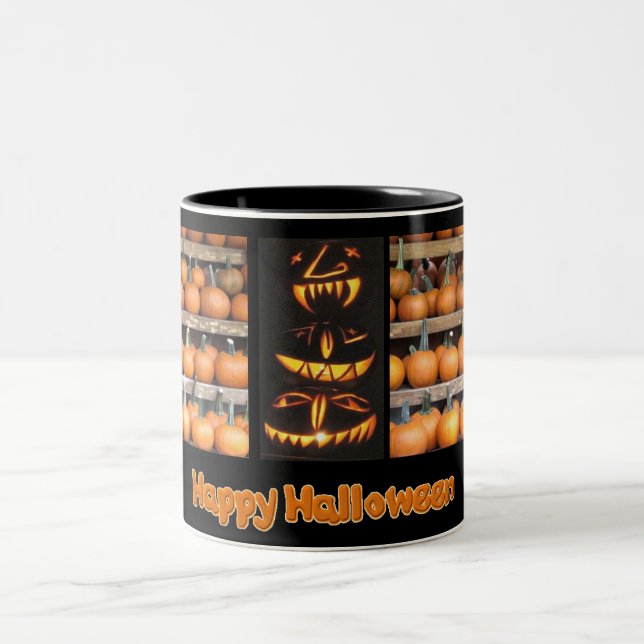 Tasse 2 Couleurs Mur Citrouille d'Halloween (Centre)