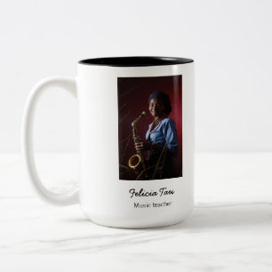 Tasse 2 Couleurs Musicien photo personnalisé blanc
