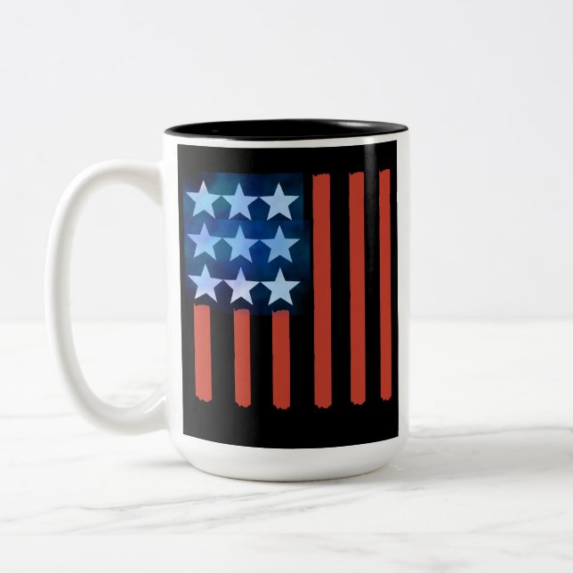 Tasse 2 Couleurs Musique à drapeau américain (Gauche)