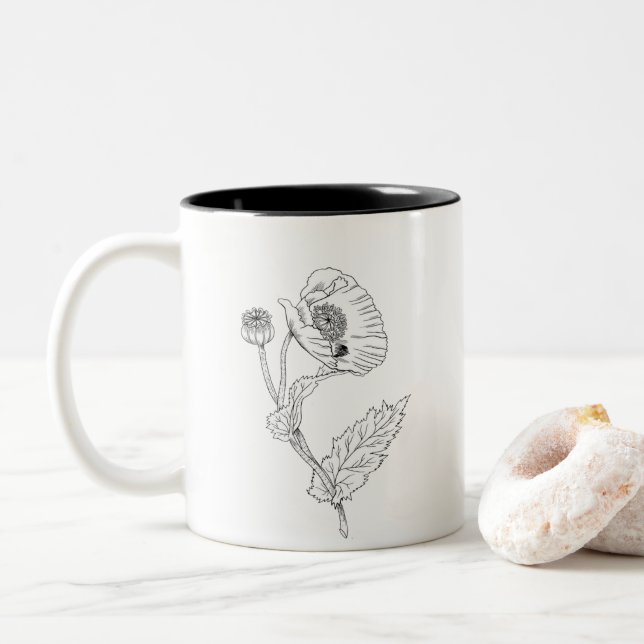 Tasse 2 Couleurs Musique à fleurs minimaliste (Avec donut)