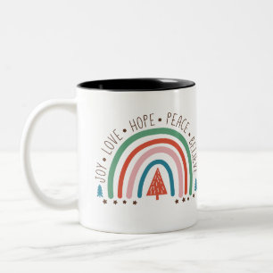 Tasse 2 Couleurs Musique arc-en-ciel Boho Christmas Joy Love Hope