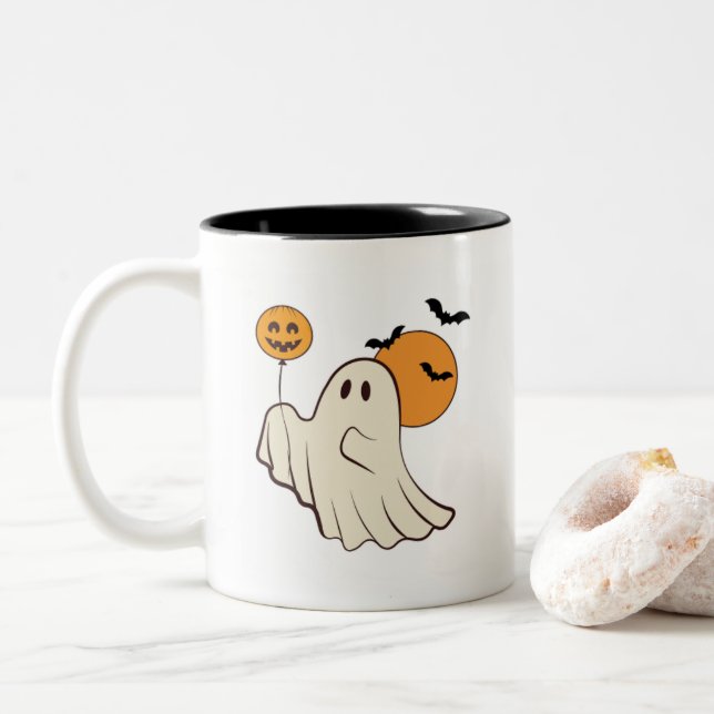 Tasse 2 Couleurs Musique avec design Halloween (Avec donut)