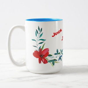 Tasse 2 Couleurs Musique bleu clair avec une fleur Décorer