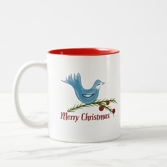 Tasse 2 Couleurs Musique bleu de Noël (Gauche)